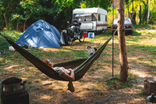 Hammock sleeping while camping