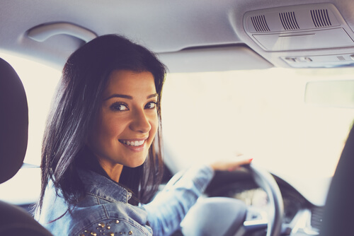 Lady driver smiling