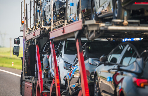 Close up of a car shipping carrier 