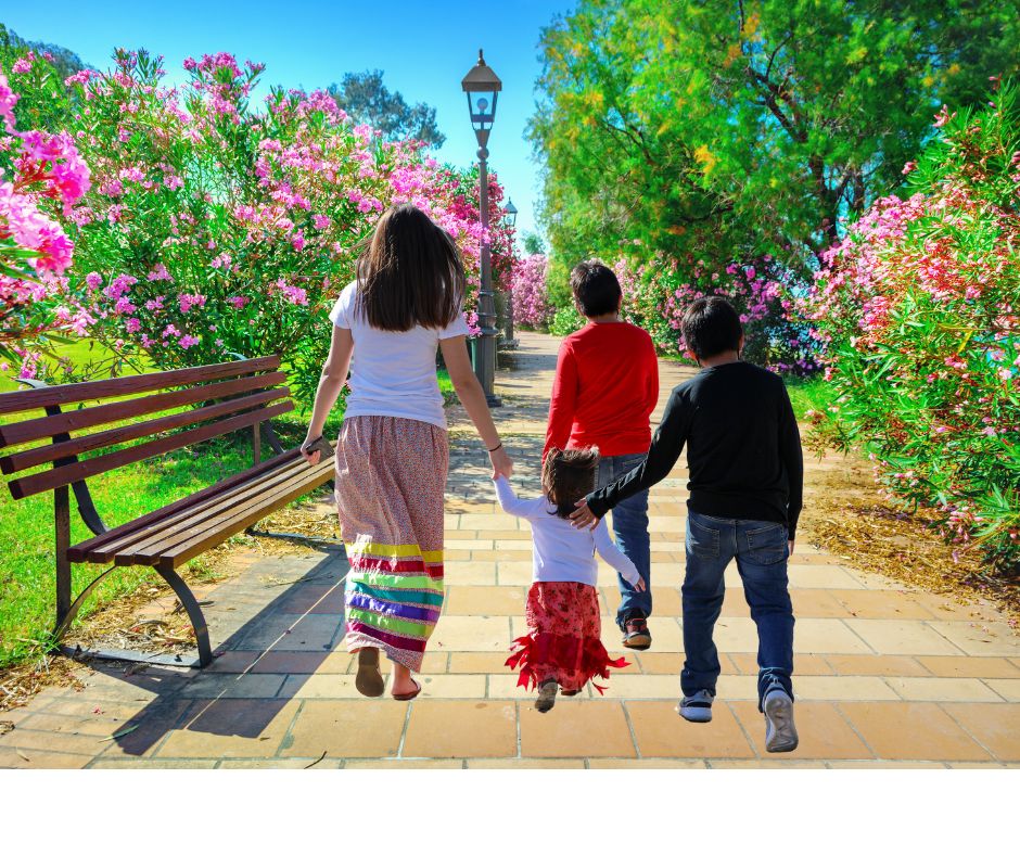 Family walking in a walkable city, National Walking Day, National Walking Week