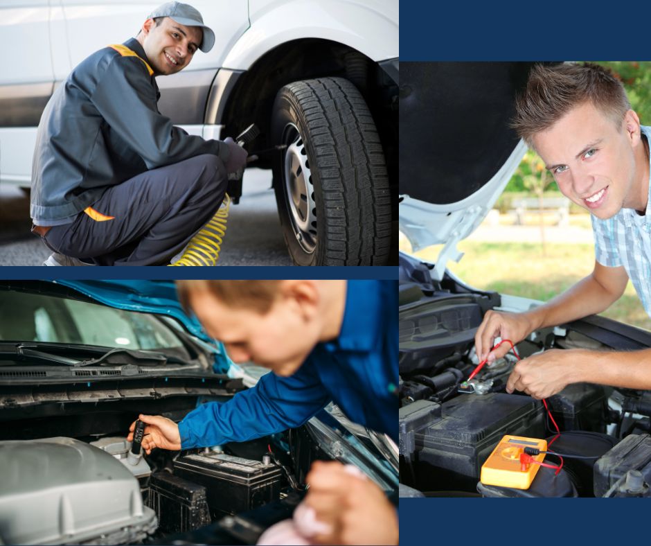 Checking fluids, battery, and tire pressure before car shipping