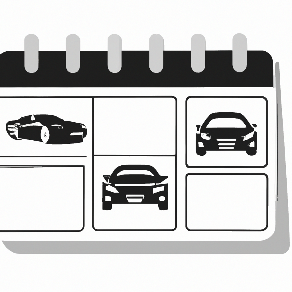 A calendar with car icons