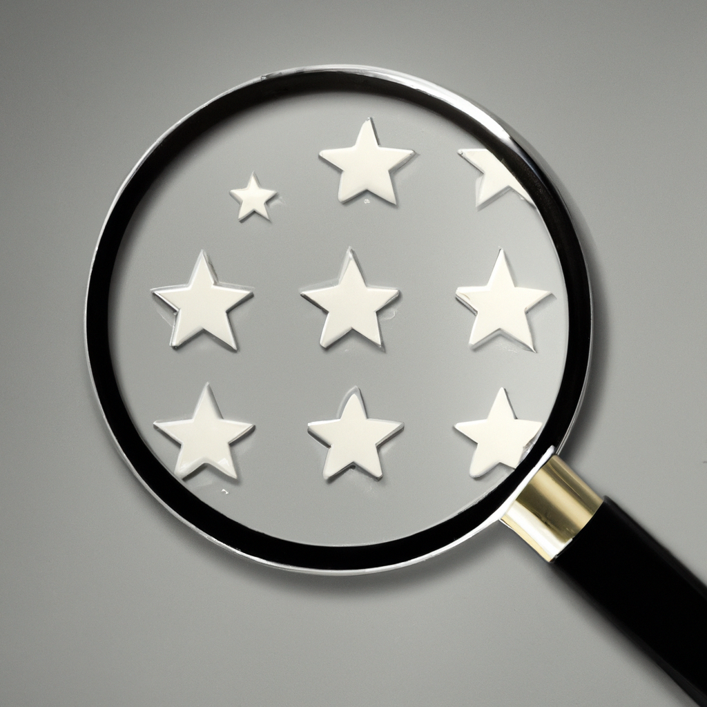 A magnifying glass over star ratings