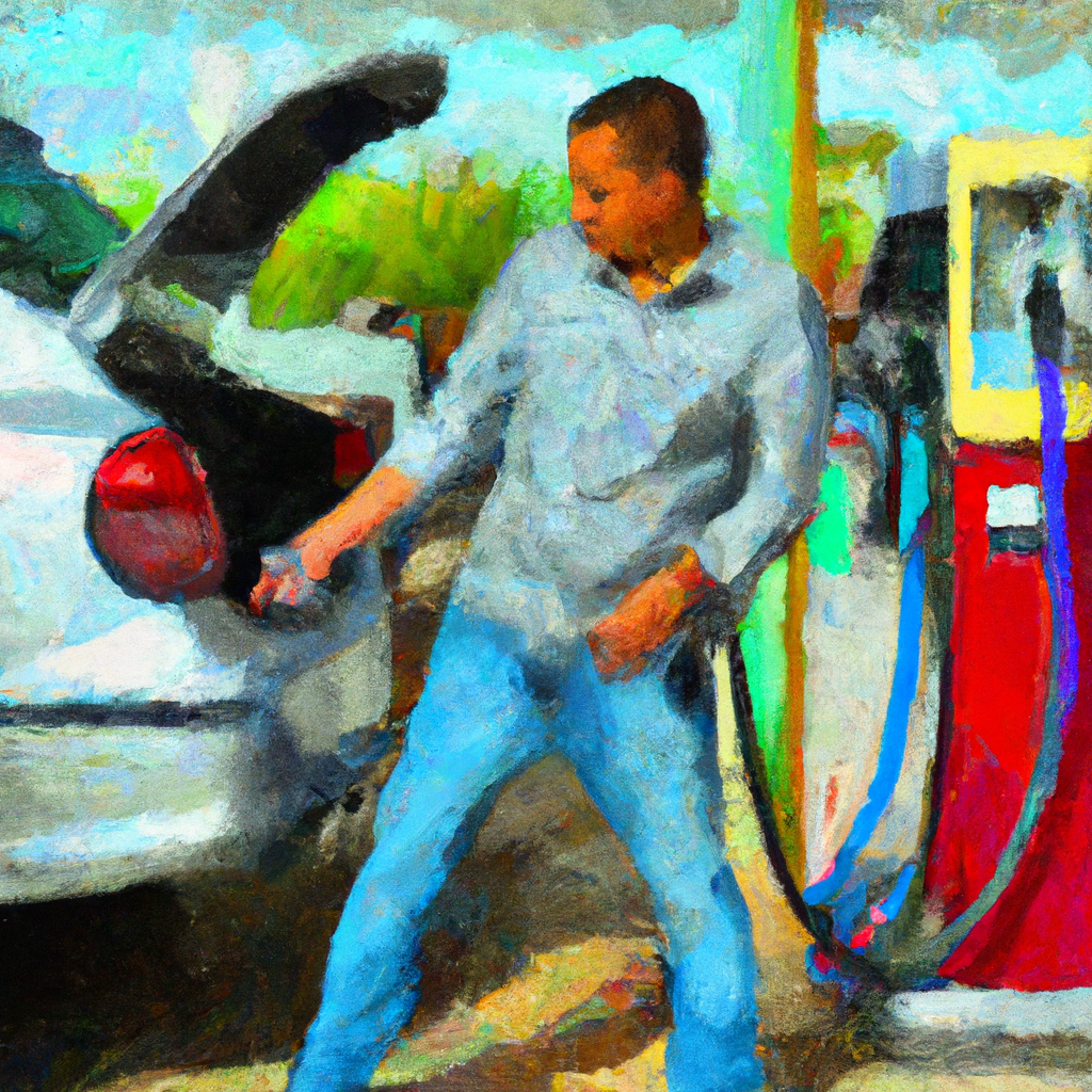 Man preparing his car for shipping by removing personal items and checking the gas tank