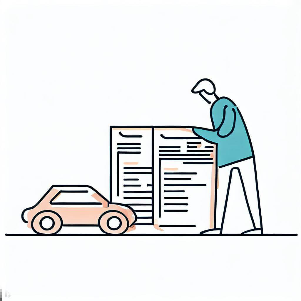 Person reviewing car insurance documents.