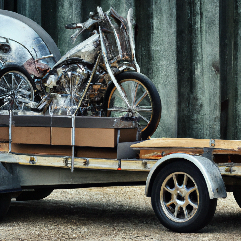 a motorbike on the back of a trailer