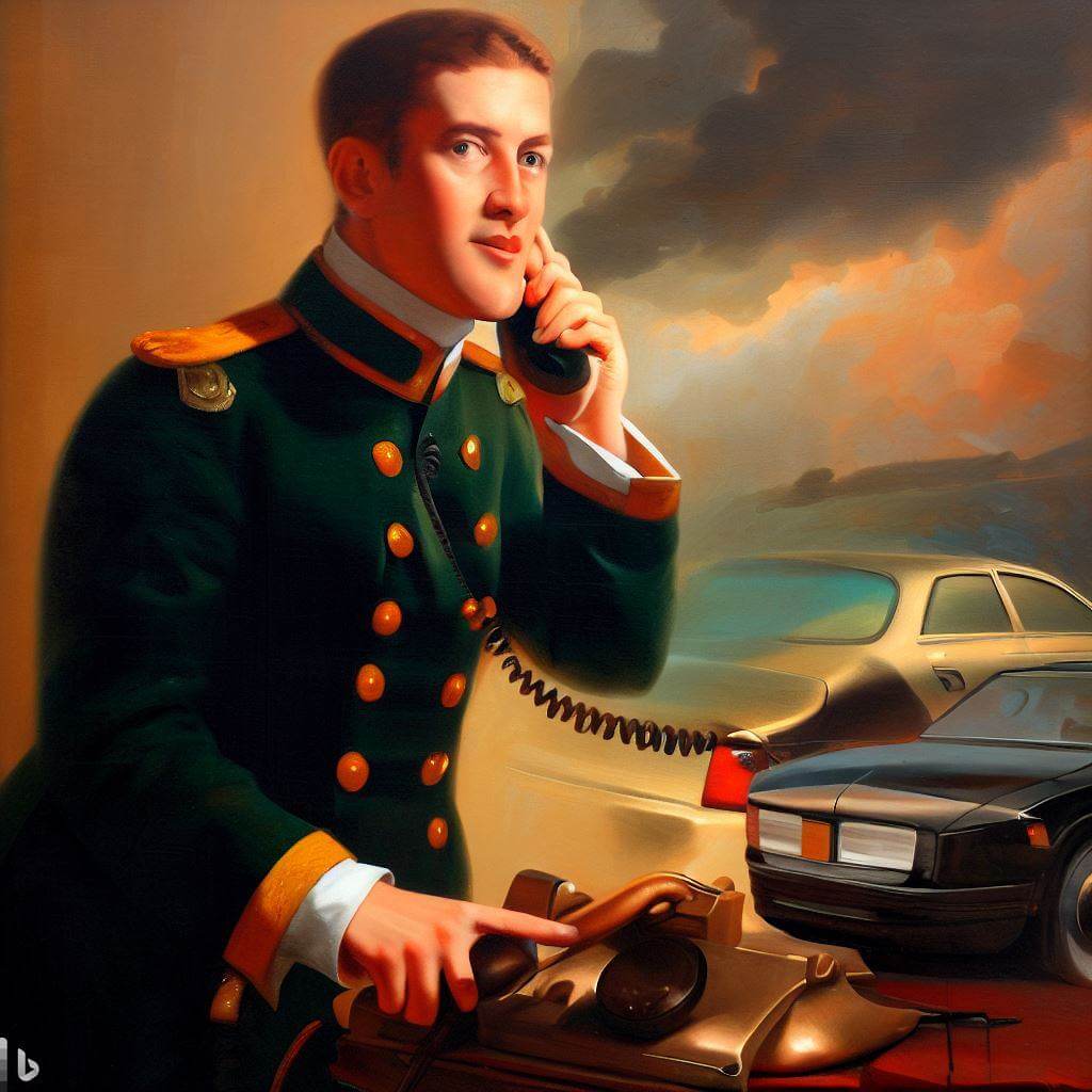 Soldier on the phone, contacting Nationwide Auto Transportation