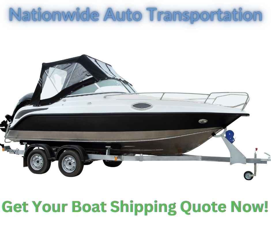 A boat with soft cover on an aluminum trailer - Nationwide Auto Transportation Boat Shipping Quote