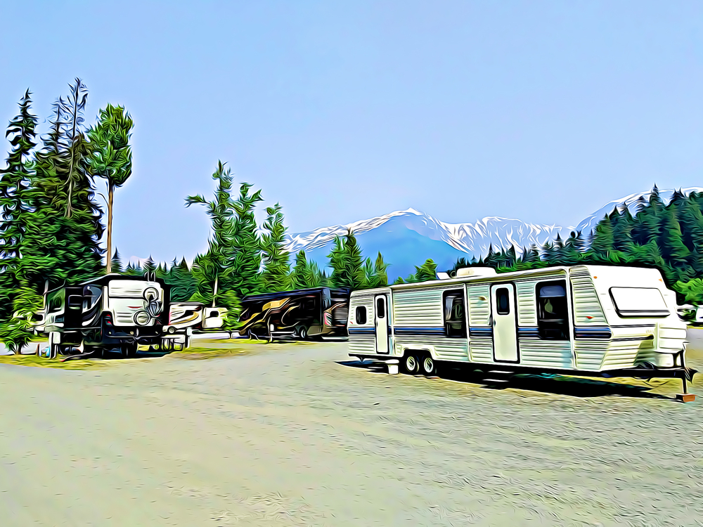 RVs at a scenic campground