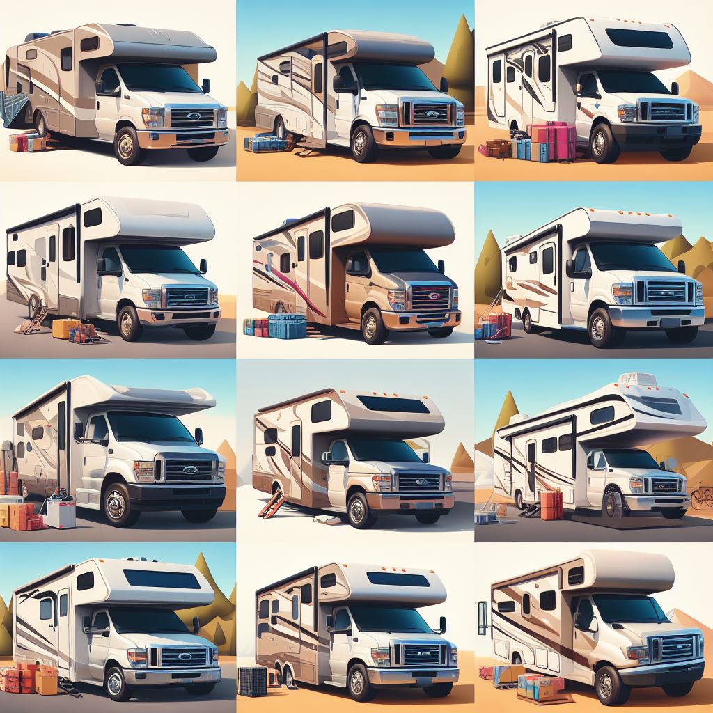 Different RV models ready for professional shipping