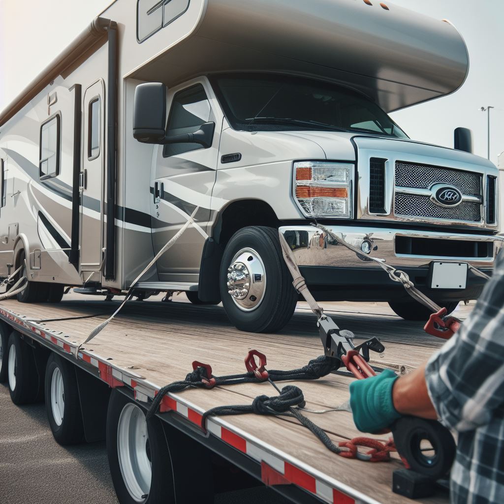 Securing an RV on a Flatbed Trailer