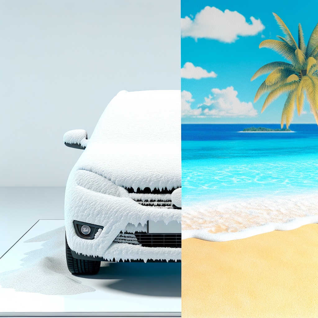 Contrast of winter weather and sunny beach destination for Car Shipping