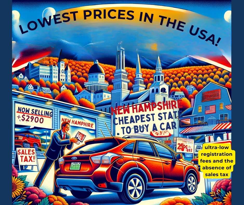 The lowest prices in the US to buy a car is new hampshire