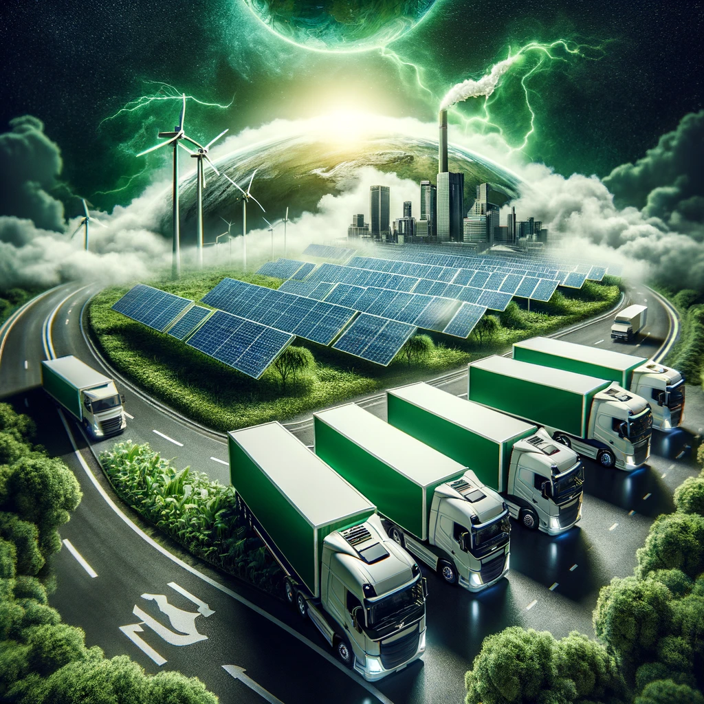 Eco-friendly automotive trailers featuring sustainable technologies, emphasizing the shift towards green logistics in the trailer rental market