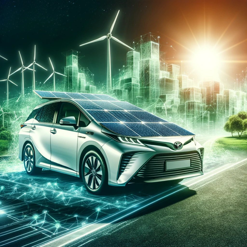 Innovative solar-powered Toyota hybrid showcasing renewable energy integration in modern vehicles.