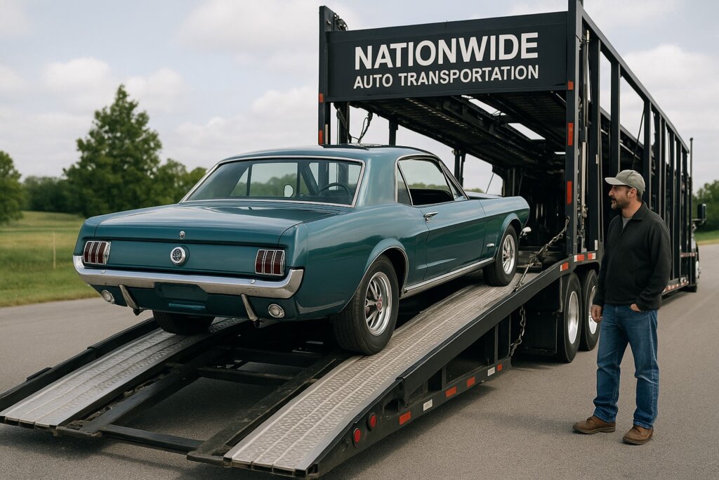 Classic Car Loading on a Nationwide Auto Transportation truck